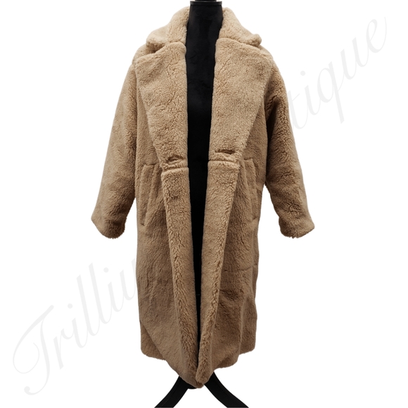 ABERCROMBIE & FITCH Women's Oversized Long-Length Sherpa Teddy Coat XS Petite - Picture 7 of 12
